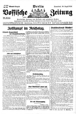 Vossische Zeitung vom 30.08.1924