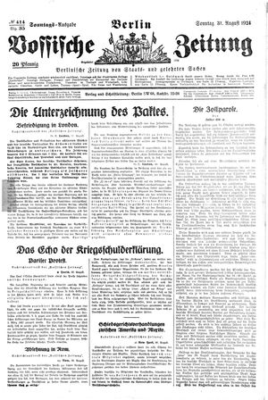 Vossische Zeitung on Aug 31, 1924