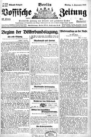 Vossische Zeitung vom 01.09.1924