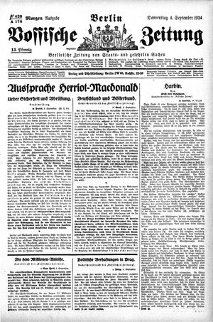 Vossische Zeitung on Sep 4, 1924