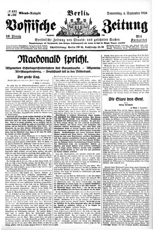 Vossische Zeitung on Sep 4, 1924