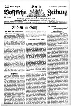 Vossische Zeitung on Sep 6, 1924