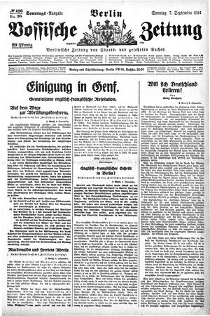 Vossische Zeitung vom 07.09.1924
