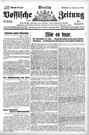 Vossische Zeitung on Sep 10, 1924