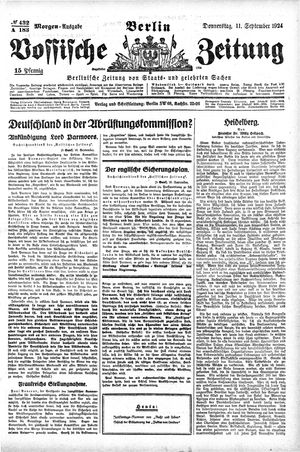 Vossische Zeitung on Sep 11, 1924