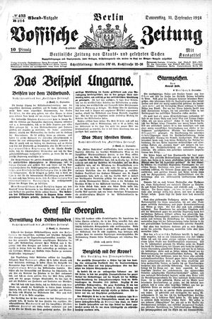Vossische Zeitung on Sep 11, 1924