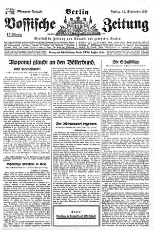 Vossische Zeitung vom 12.09.1924