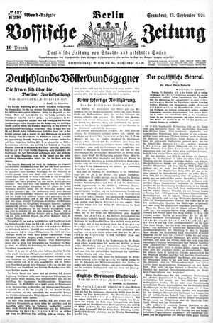Vossische Zeitung vom 13.09.1924