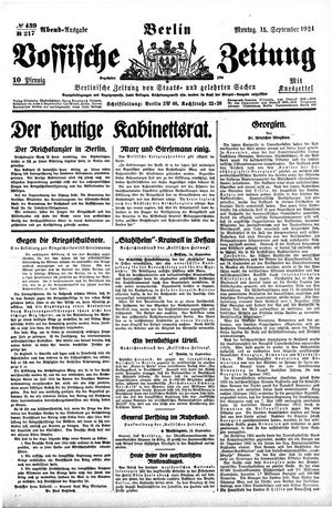 Vossische Zeitung vom 15.09.1924
