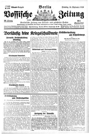 Vossische Zeitung vom 16.09.1924