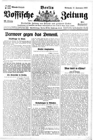 Vossische Zeitung vom 17.09.1924