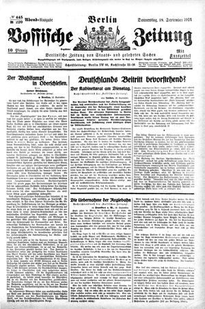 Vossische Zeitung vom 18.09.1924