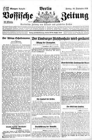 Vossische Zeitung on Sep 19, 1924