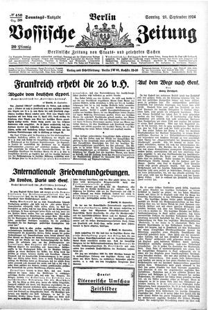 Vossische Zeitung on Sep 21, 1924