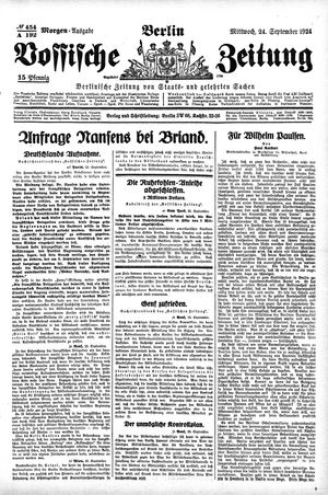 Vossische Zeitung vom 24.09.1924