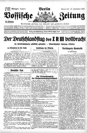 Vossische Zeitung vom 27.09.1924