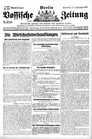 Vossische Zeitung vom 27.09.1924