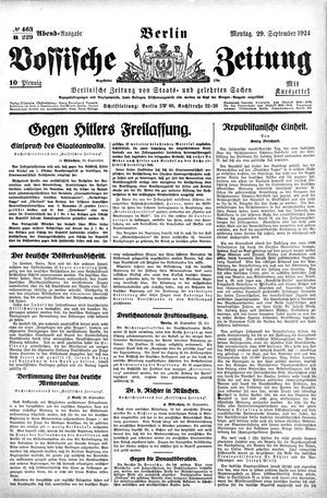 Vossische Zeitung on Sep 29, 1924