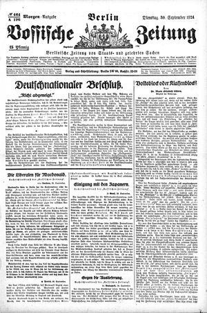Vossische Zeitung vom 30.09.1924