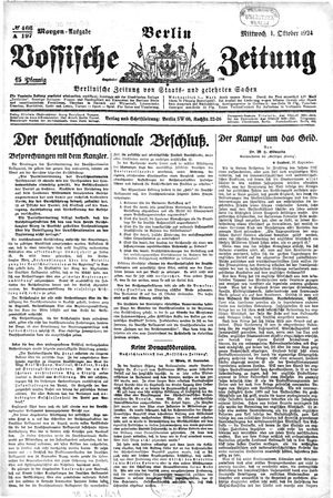 Vossische Zeitung vom 01.10.1924