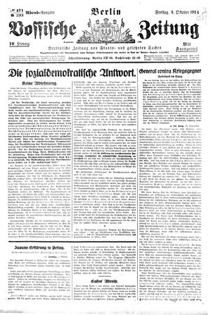 Vossische Zeitung on Oct 3, 1924