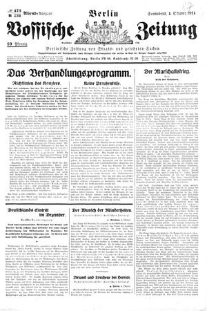 Vossische Zeitung vom 04.10.1924