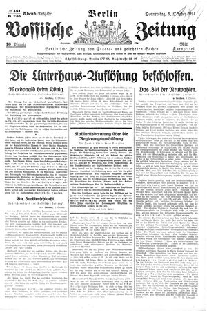 Vossische Zeitung vom 09.10.1924