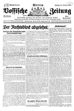 Vossische Zeitung on Oct 10, 1924