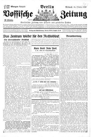 Vossische Zeitung vom 15.10.1924
