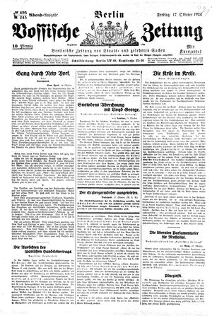 Vossische Zeitung vom 17.10.1924