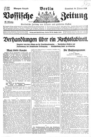 Vossische Zeitung vom 18.10.1924