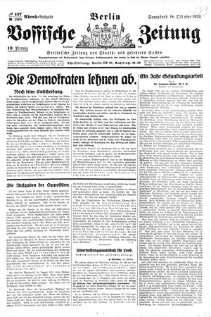 Vossische Zeitung vom 18.10.1924