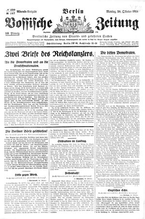 Vossische Zeitung vom 20.10.1924