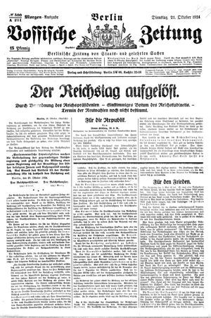 Vossische Zeitung vom 21.10.1924