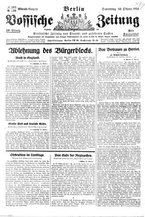 Vossische Zeitung vom 23.10.1924