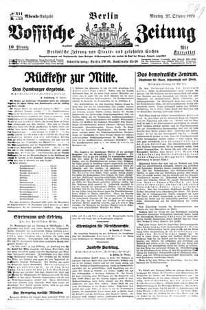 Vossische Zeitung vom 27.10.1924