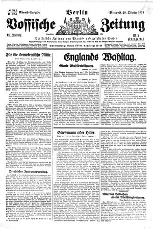 Vossische Zeitung vom 29.10.1924