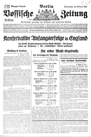 Vossische Zeitung vom 30.10.1924