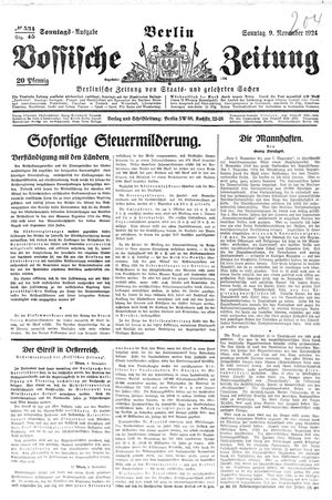 Vossische Zeitung vom 09.11.1924