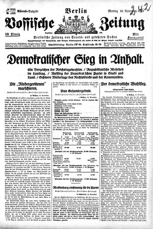 Vossische Zeitung vom 10.11.1924