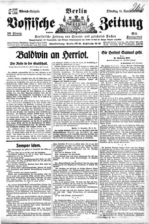 Vossische Zeitung vom 11.11.1924