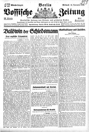 Vossische Zeitung vom 12.11.1924