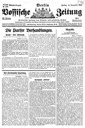 Vossische Zeitung vom 14.11.1924