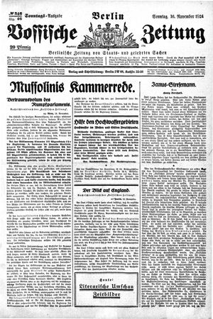 Vossische Zeitung vom 16.11.1924