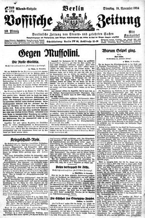 Vossische Zeitung vom 18.11.1924