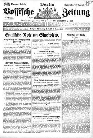 Vossische Zeitung vom 20.11.1924