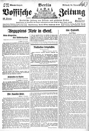 Vossische Zeitung on Nov 26, 1924