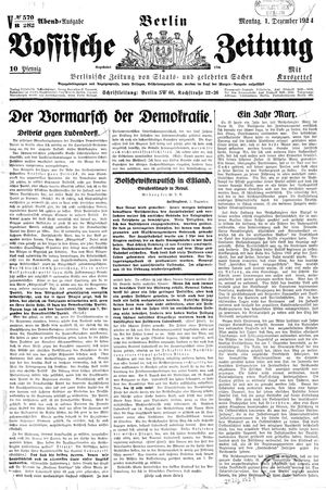 Vossische Zeitung vom 01.12.1924