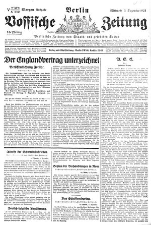 Vossische Zeitung vom 03.12.1924