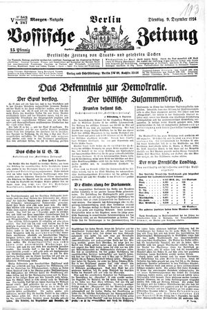 Vossische Zeitung on Dec 9, 1924